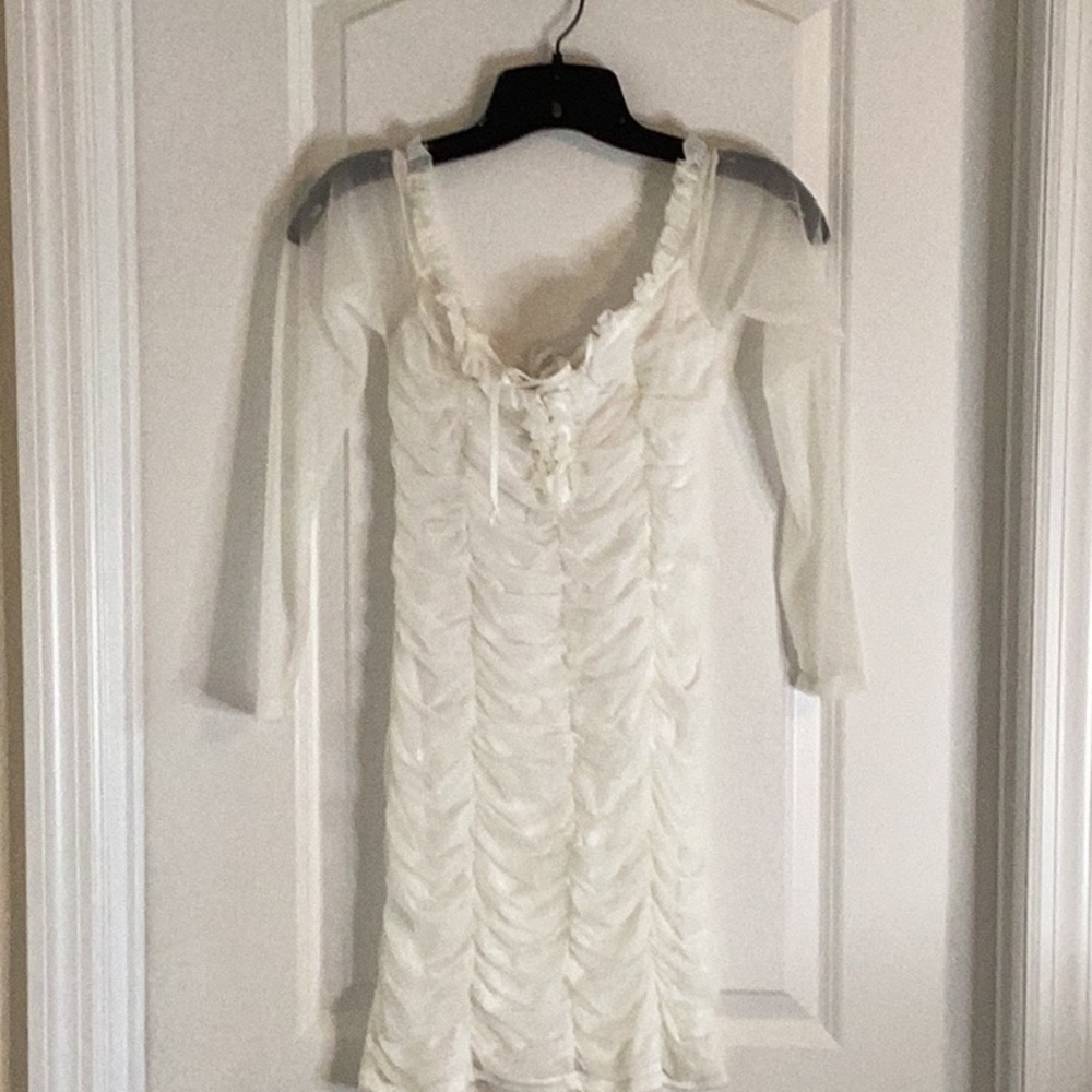 Elegant White Ruched Dress